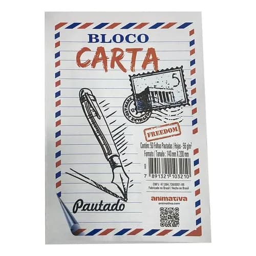 Bloco Carta Pautado com 50fls 20,5 x 26,5cm Animativa (São Domingos)