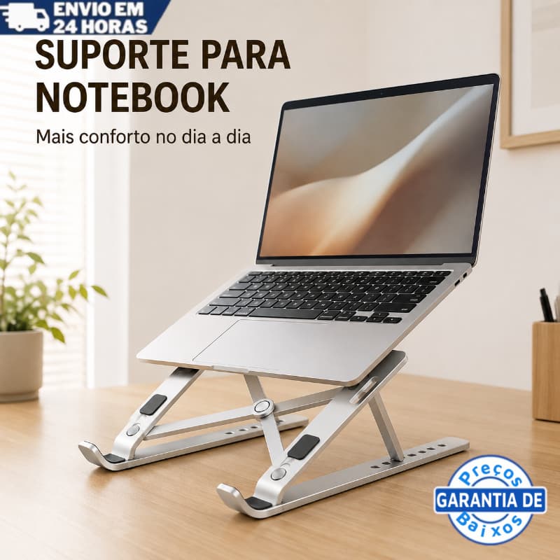 Suporte Para Notebook Base Dobrável de Alumínio Ou Plastico Ergonômico Ajustável Portátil Com Estojo