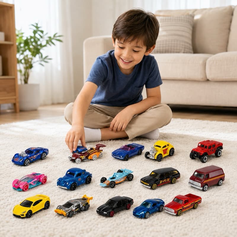 Kit com 5 Carrinhos de Metal Hot Cars – Miniaturas Colecionáveis