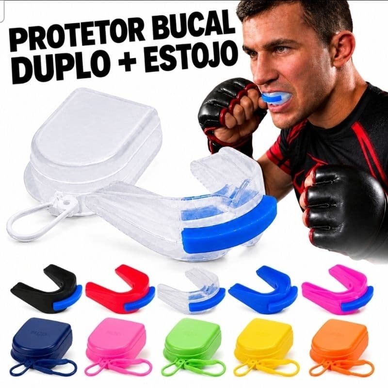 Protetor Bucal Duplo Moldável C/ Estojo P/ Muay
Thai, Boxe Antibruxismo