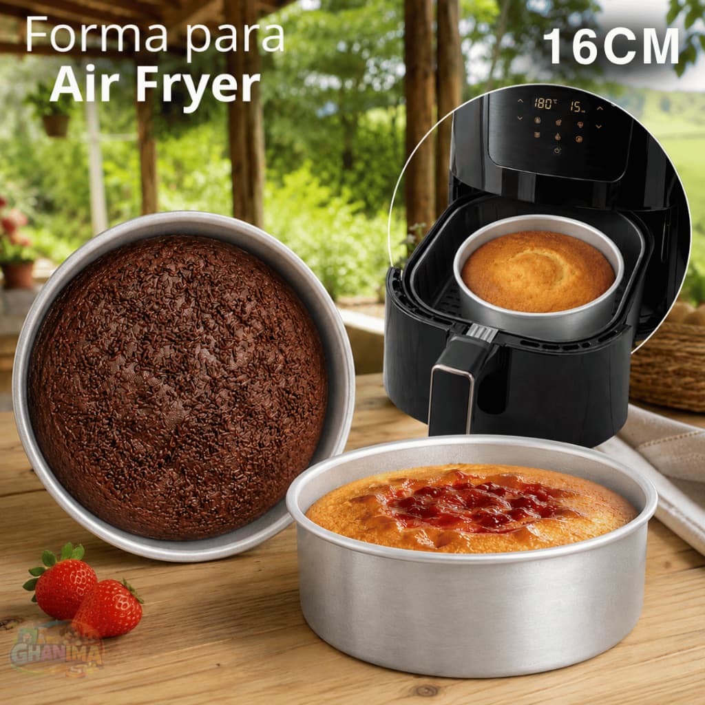 Forma Assadeira Redonda para Air Fryer e Forno Assadeira para Bolo Torta Antiaderente 16CM Aluminio