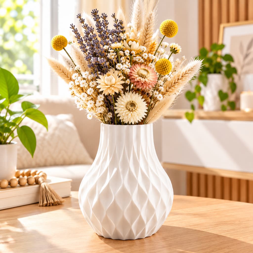 Vaso de Mesa Diamante Estilo Nórdico Minimalista | Vaso Decorativo Moderno Elegante Casa e Sala
