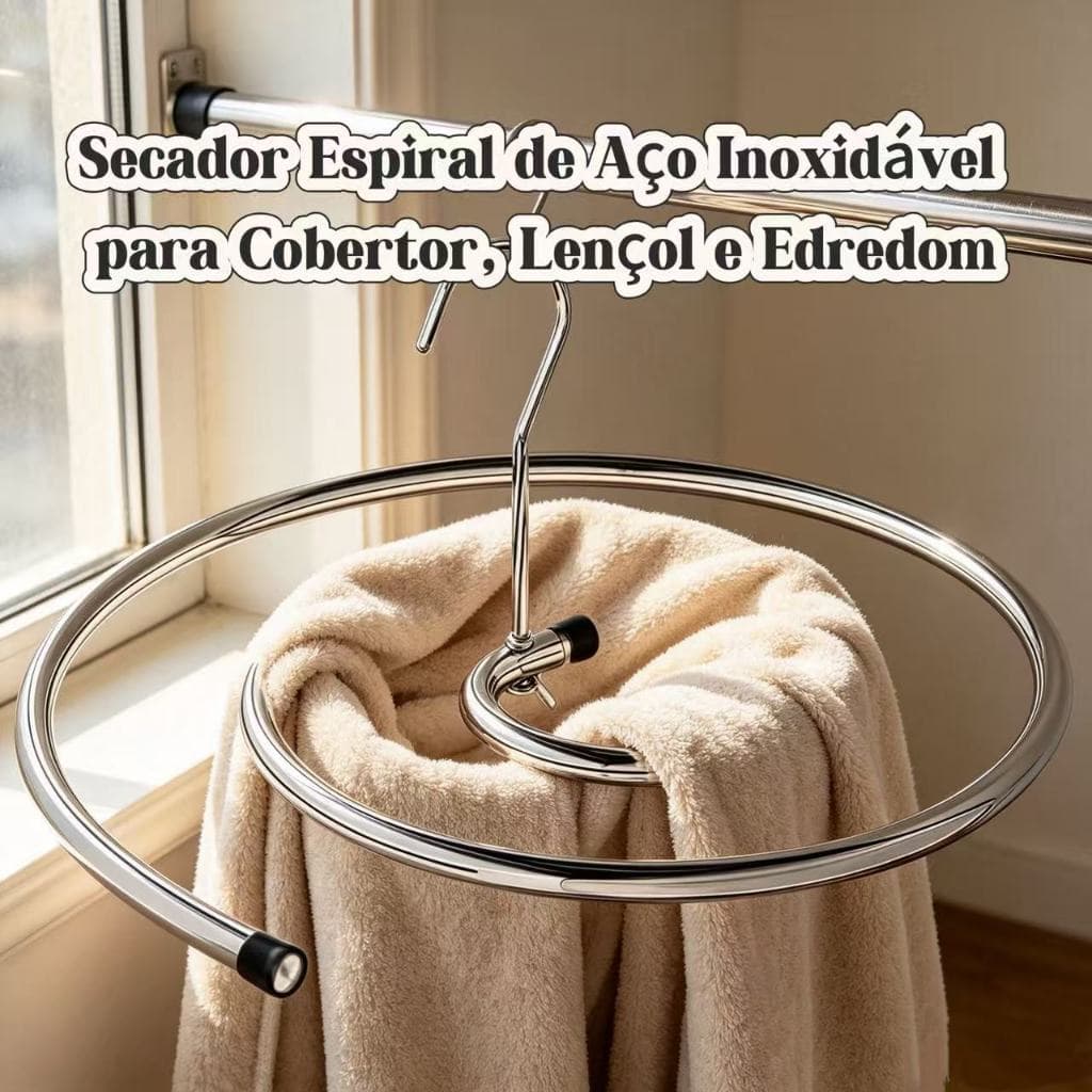 Secador Espiral de Aço Inoxidável para Cobertor, Lençol e Edredom, Varal Pendente para Roupas de Cama