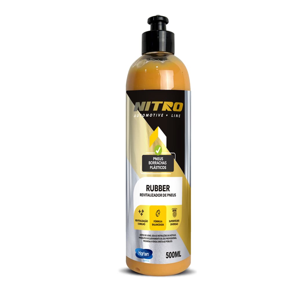 Pneu Pretinho Nitro Rubber 500ml Revitalizador de Pneus Borrachas e Plásticos Brilho Automotivo