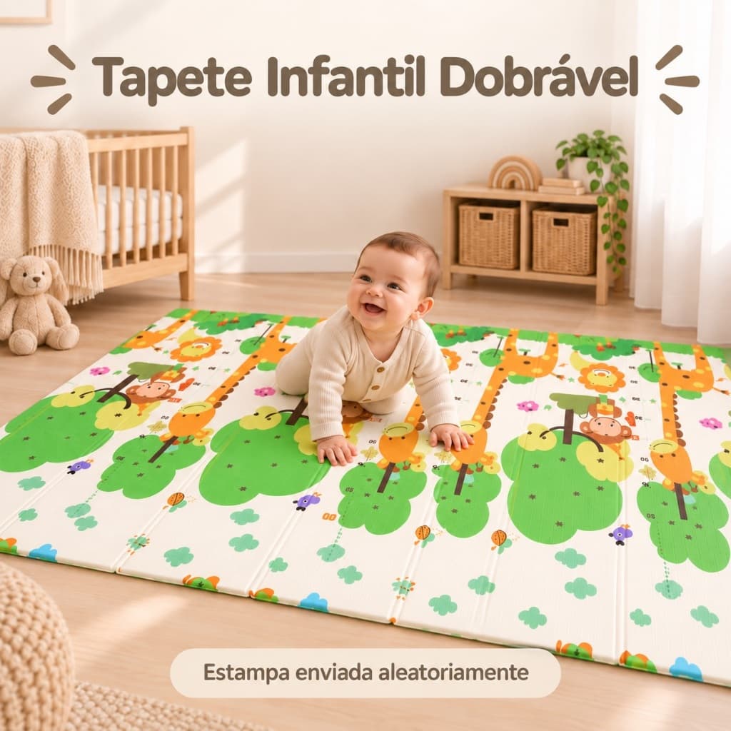 Tapete Infantil Dobrável Emborrachado para Bebê – Tatame para Engatinhar, Brincar e Atividades | Estampa Aleatória