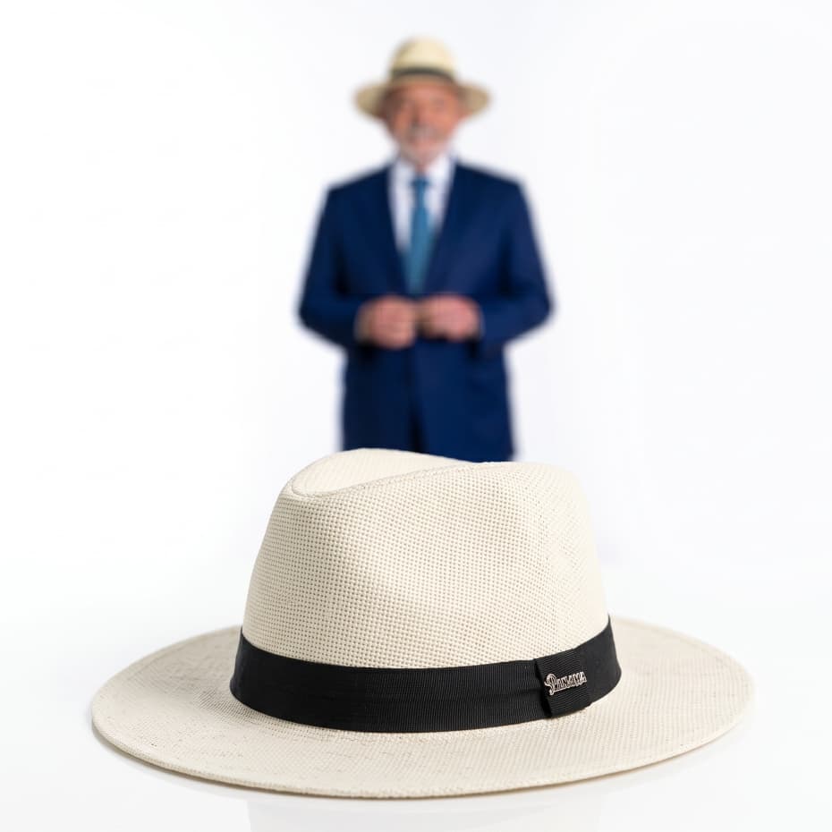 Chapéu Panamá Lula Masculino Fedora Palha Aba Média Faixa Preta Proteção Solar Praia Verão Unissex