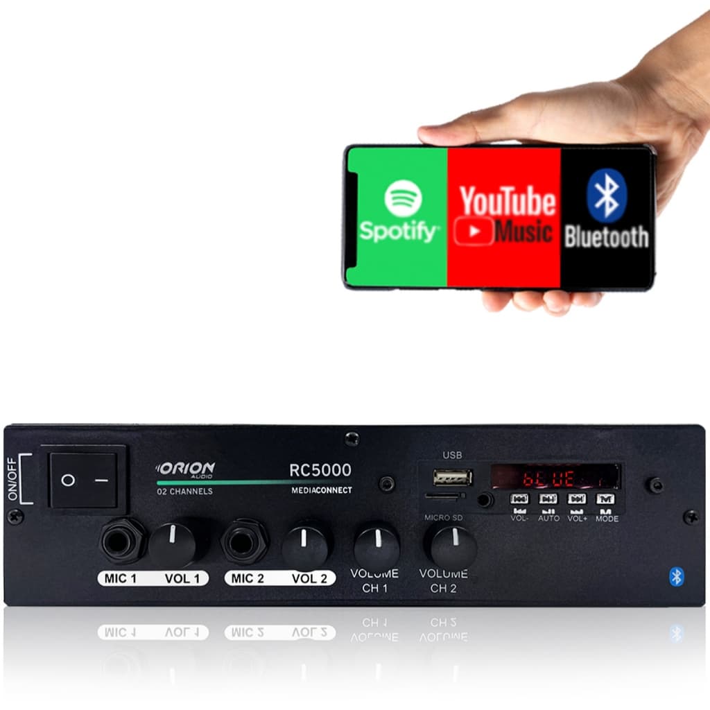 Amplificador Bluetooth Orion Rc5000 300W Som Ambiente USB SD FM 2 Canais