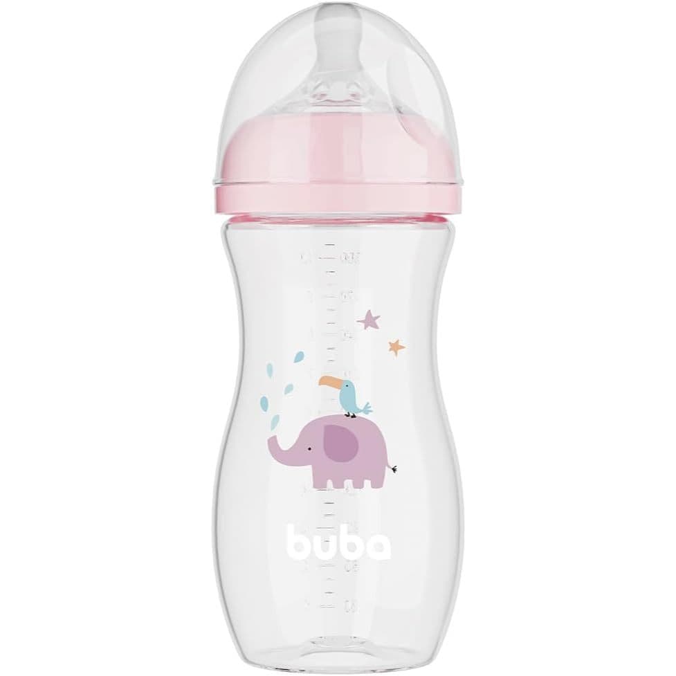 Mamadeira Easy Flow Elefante 330ml Anticólica Buba Cor Rosa Rosa Elefante