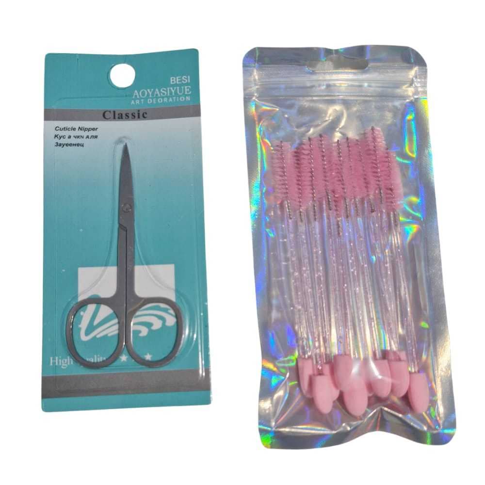 kit sobrancelha - 1Tesoura +10 Escovinha de sobrancelha e Cílios