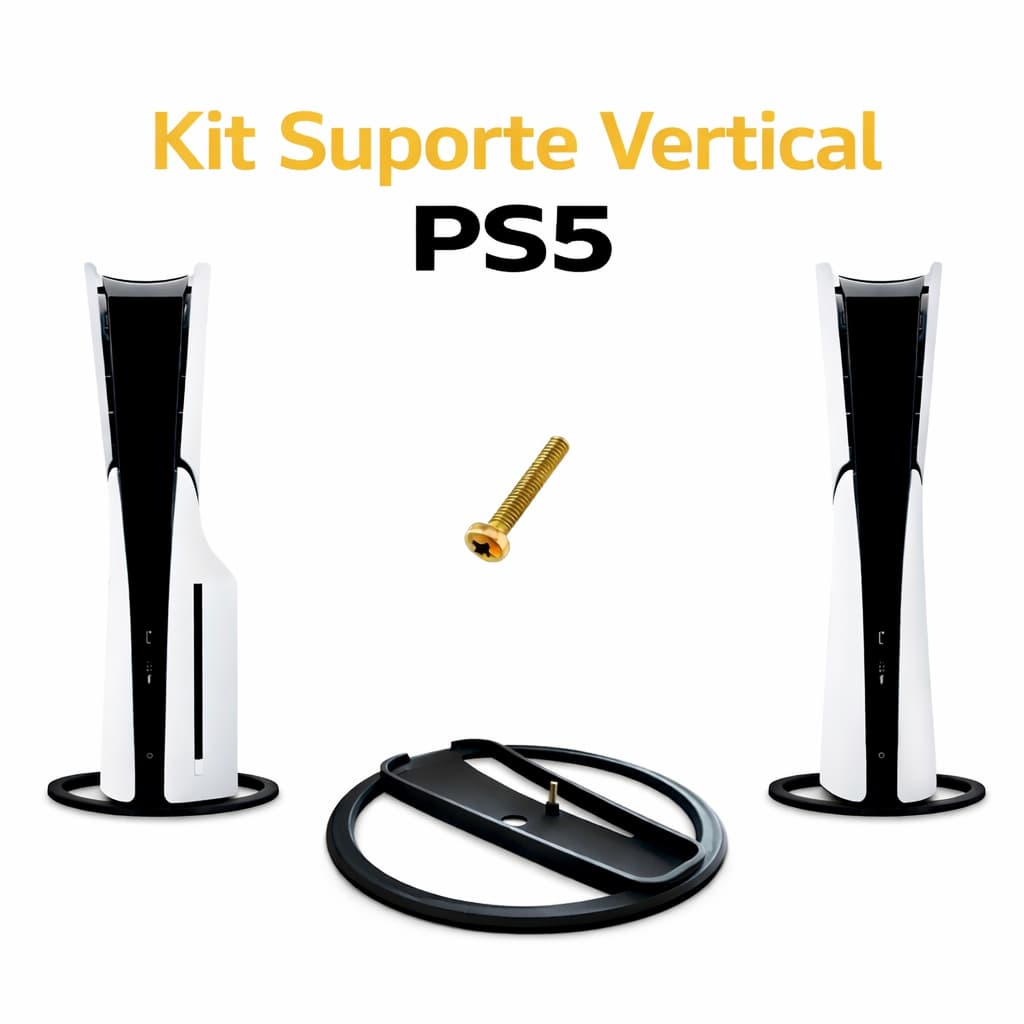 SUPORTE BASE VERTICAL PS5 • ANTIDERRAPANTE • ALTA ESTABILIDADE • COMPATÍVEL PS5 DIGITAL E MÍDIA