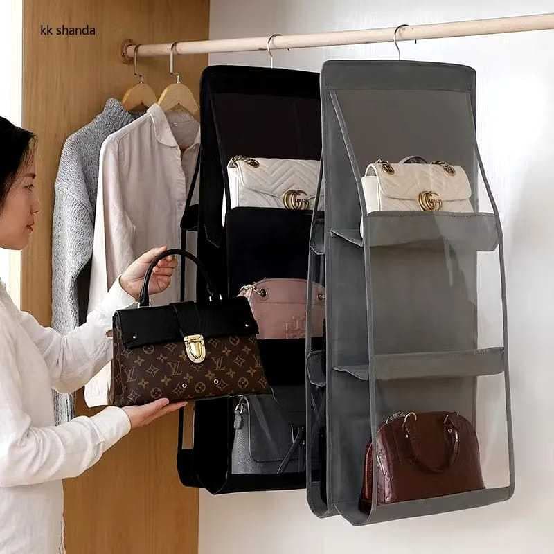 Organizador de bolsa suspensa de 6 bolsos Organizador de artefato de armazenamento Organizador à prova de poeira