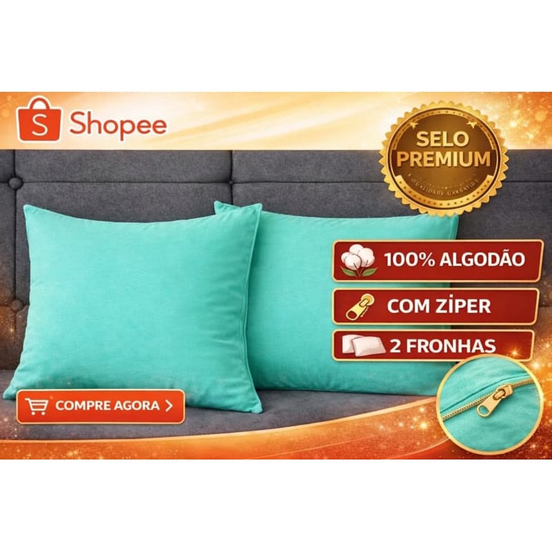 Kit 02 Capas Porta Travesseiro (Fronhas) Verde Água – 100% Algodão
