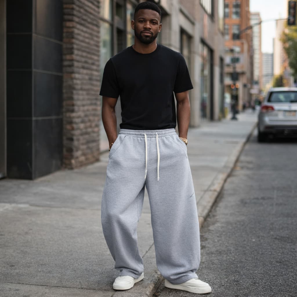 Calça Moletom Oversized Baggy Unissex Estilo Streetwear Largo