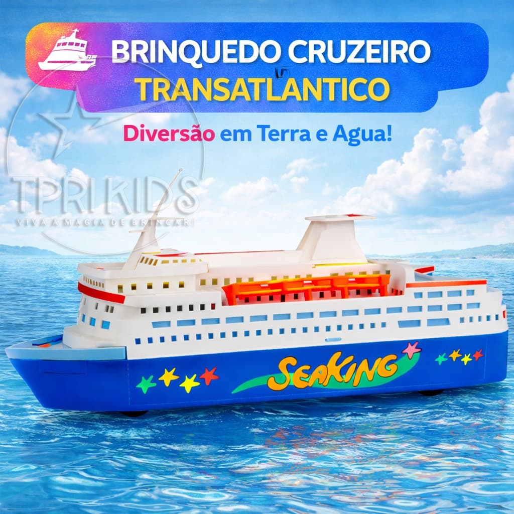 Barco Brinquedo Cruzeiro Transatlântico Navio Flutua Água Rodinha Decoração Menino Menina Miniatura