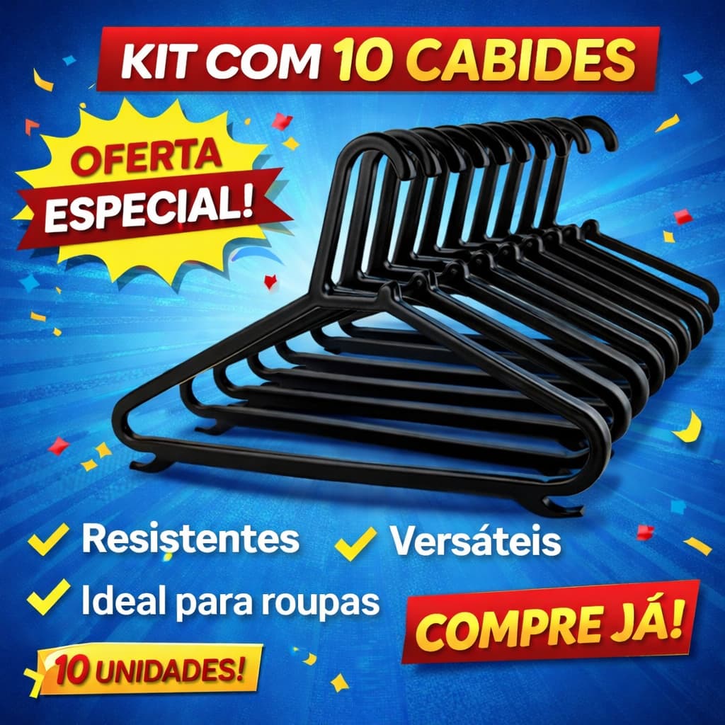 Kit 10 Cabides Multiuso  ResistentesPráticos e Ideais para Qualquer Roupa