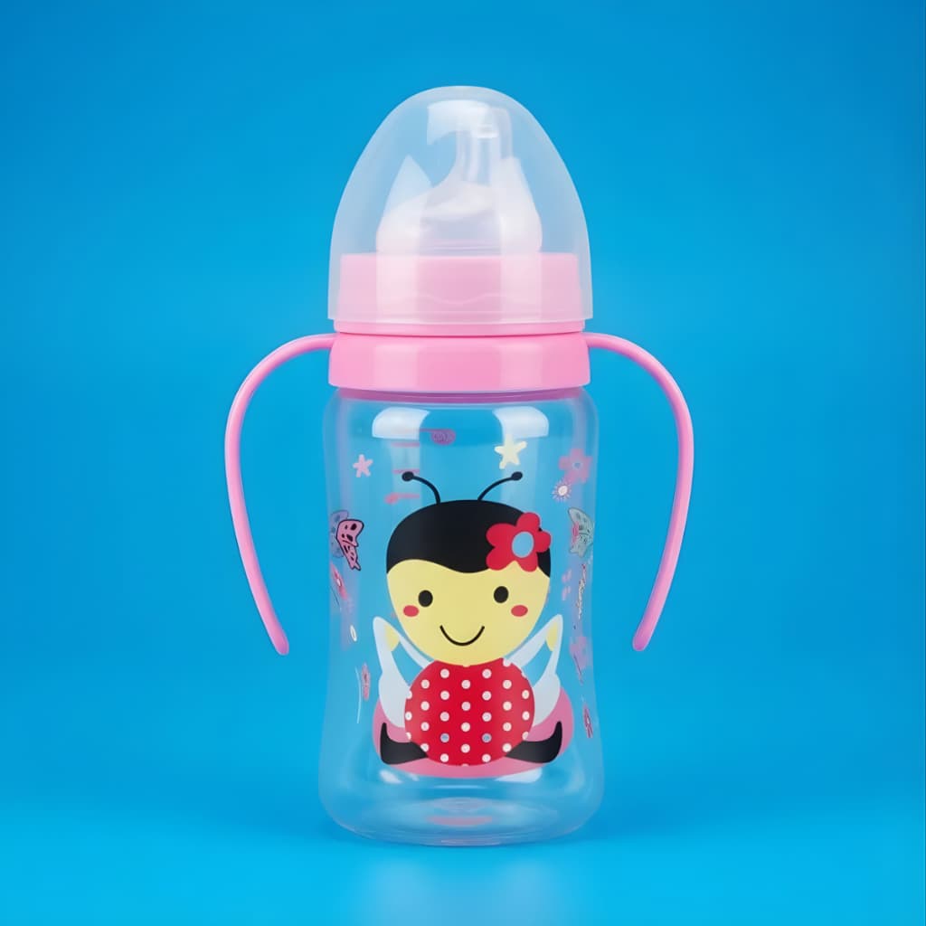 Copo treinamento transição com Alça bico antizamento em silicone macio Rosa menina 270ml