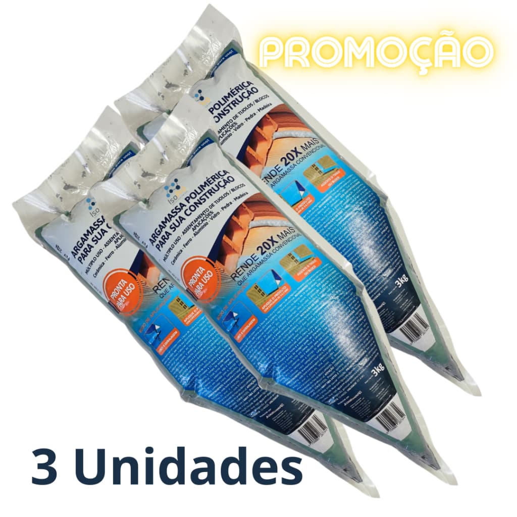 Massa Polimérica Cola Placas EPS - 3kg (Pronta para uso) 3 Bisnagas