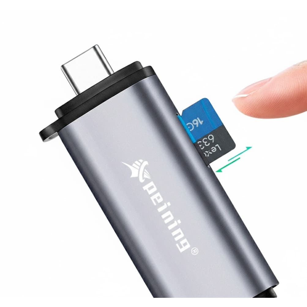 Leitor Cartão SD TF USB-C/USB-A OTG Adaptador Tipo C para Celular Android PC Alta Velocidade 2 em 1