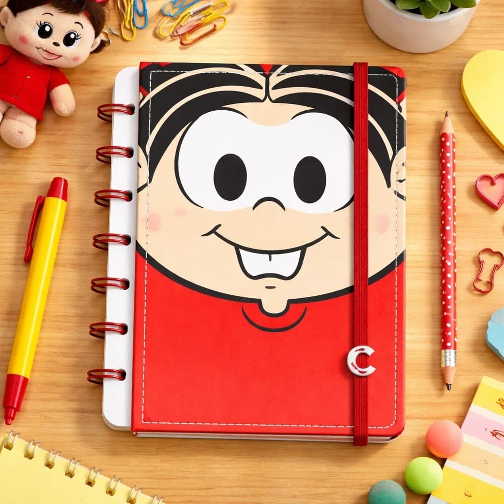 Caderno Inteligente Grande Mônica Turma Mônica Caderno Disco Sistema Inteligente Reposicionável