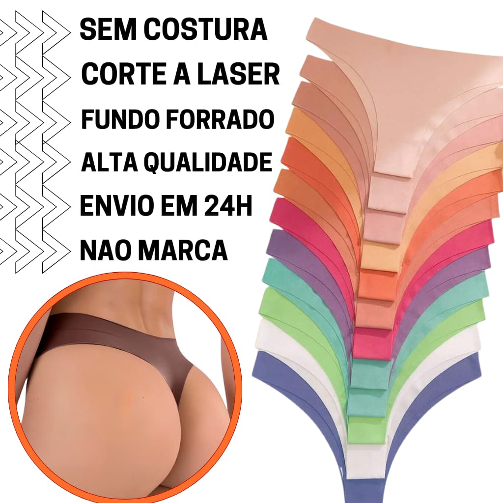 Kit 10 Calcinhas Laser Sem Costura Fio Dental Nao Marca Premium