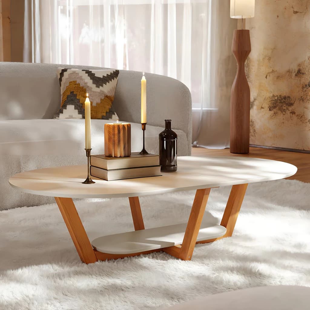 mesa elegance de centro cores variadas decorativa estilo classico oval pra sala pés madeira luxo