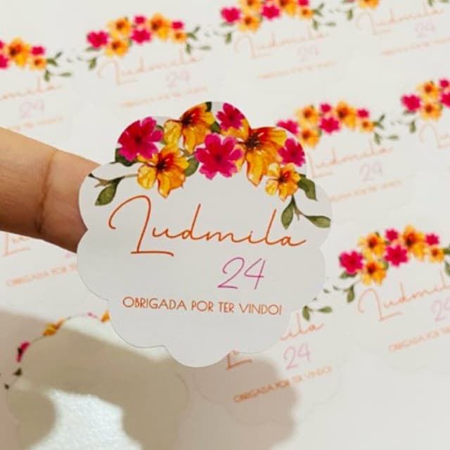 Adesivos Personalizados Floral Festa Adulto. Adesivos Personalizados 5cm, cada.