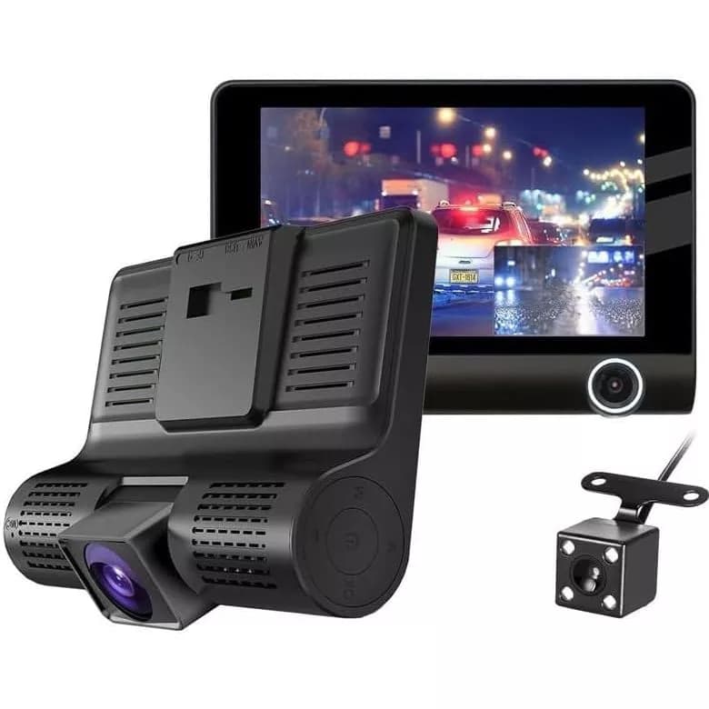 Camera Interna Segurança Uber Veicular Automotiva Gravação Full Hd Frontal Ré Lcd 4 Com Camera De Ré