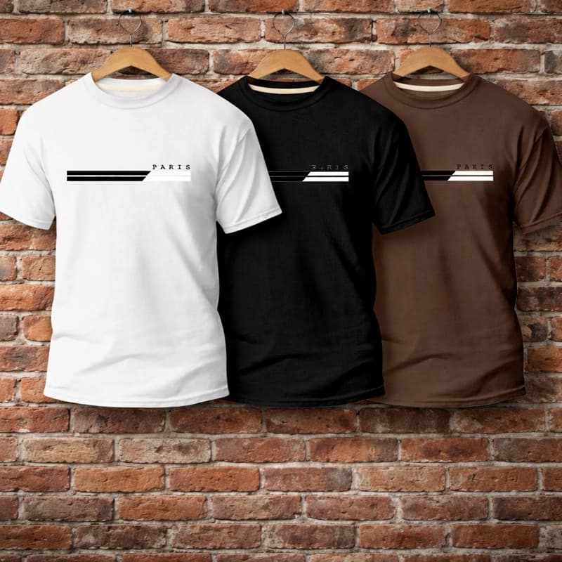 Kit 3 Camisas Masculinas 100% Algodão Conforto Moda Casual Street Paris