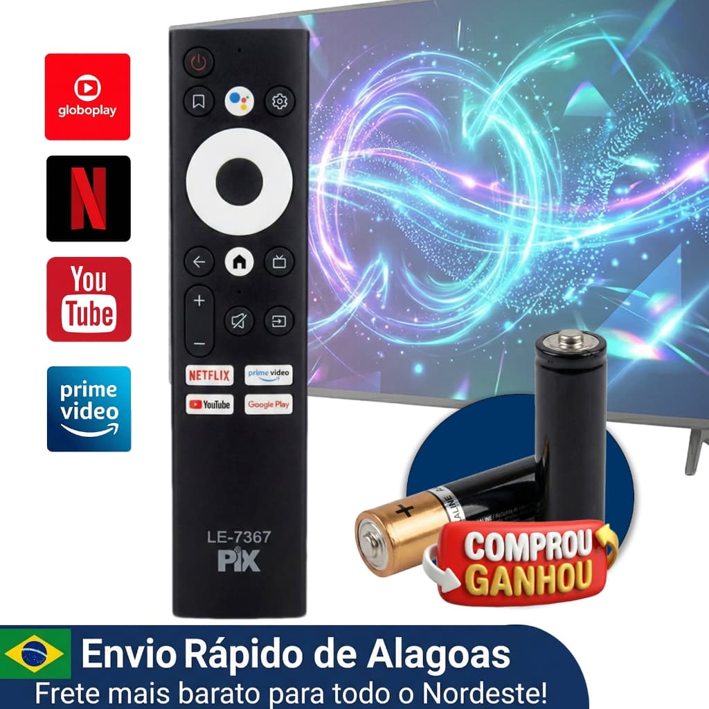 Controle Remoto Compatível TV Smart Aiwa AWS-55-BL01-A