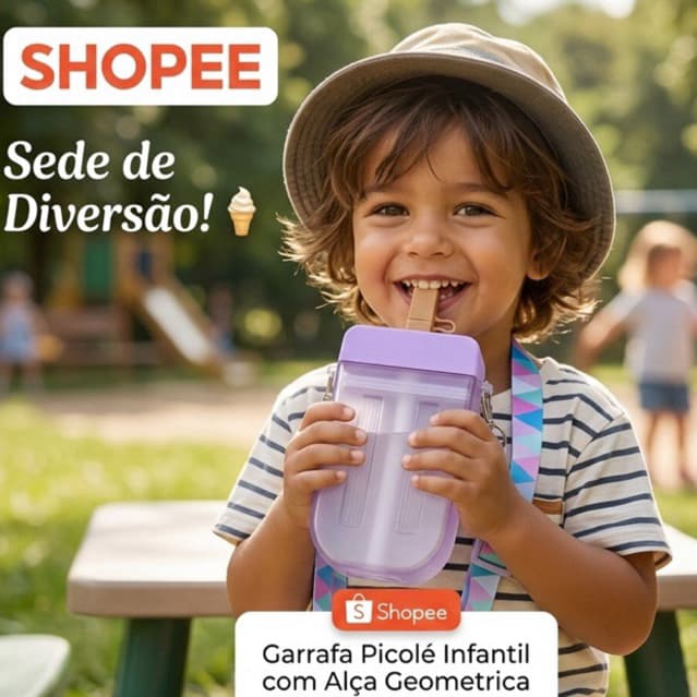 Garrafa de Água Formato Picolé Lilás | Squeeze Criativa Portátil Fofo Pronta Entrega