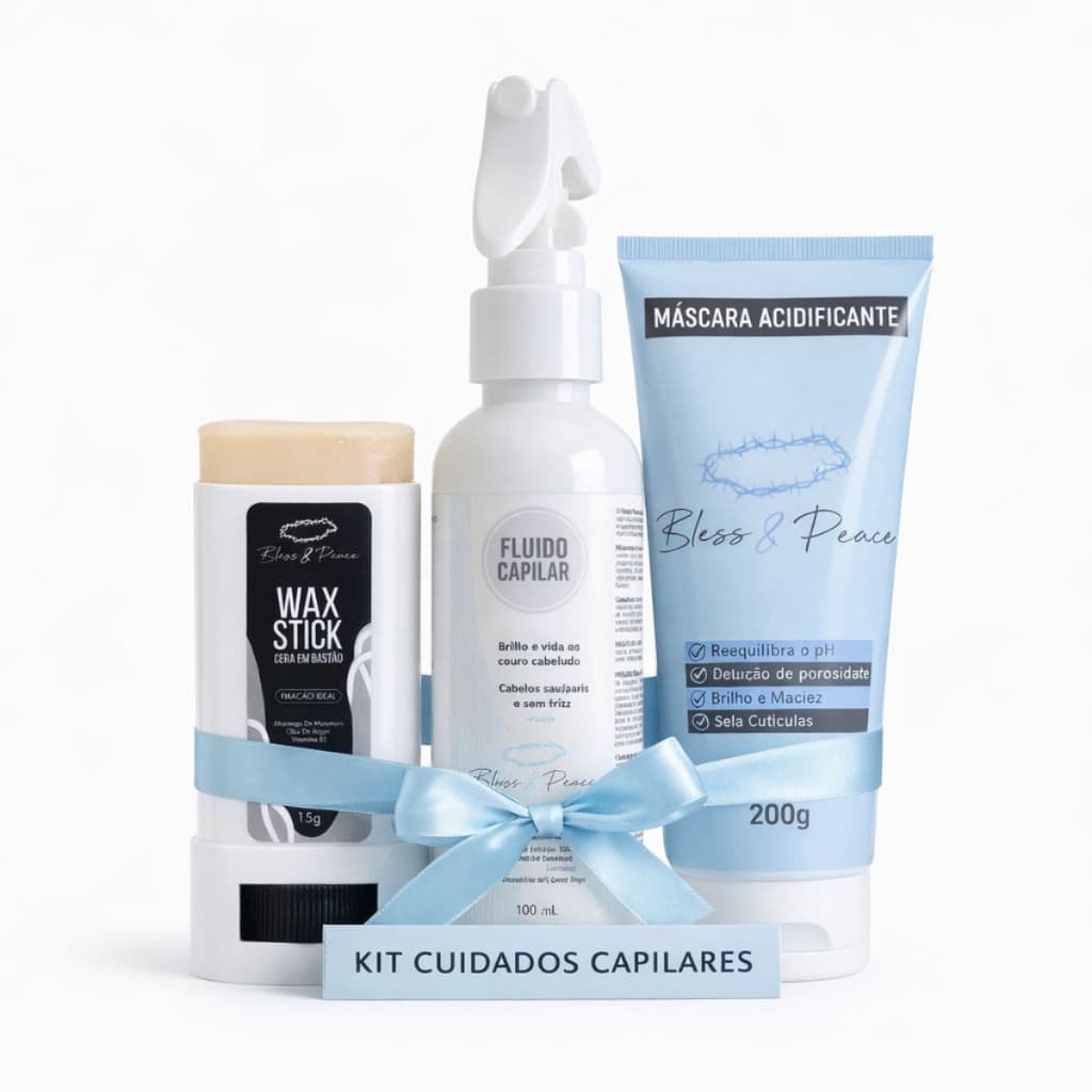 Kit Cuidados Capilares Bless & Peace - Mascara Hidratação, Wax Stick e Tônico Fluído Capilar