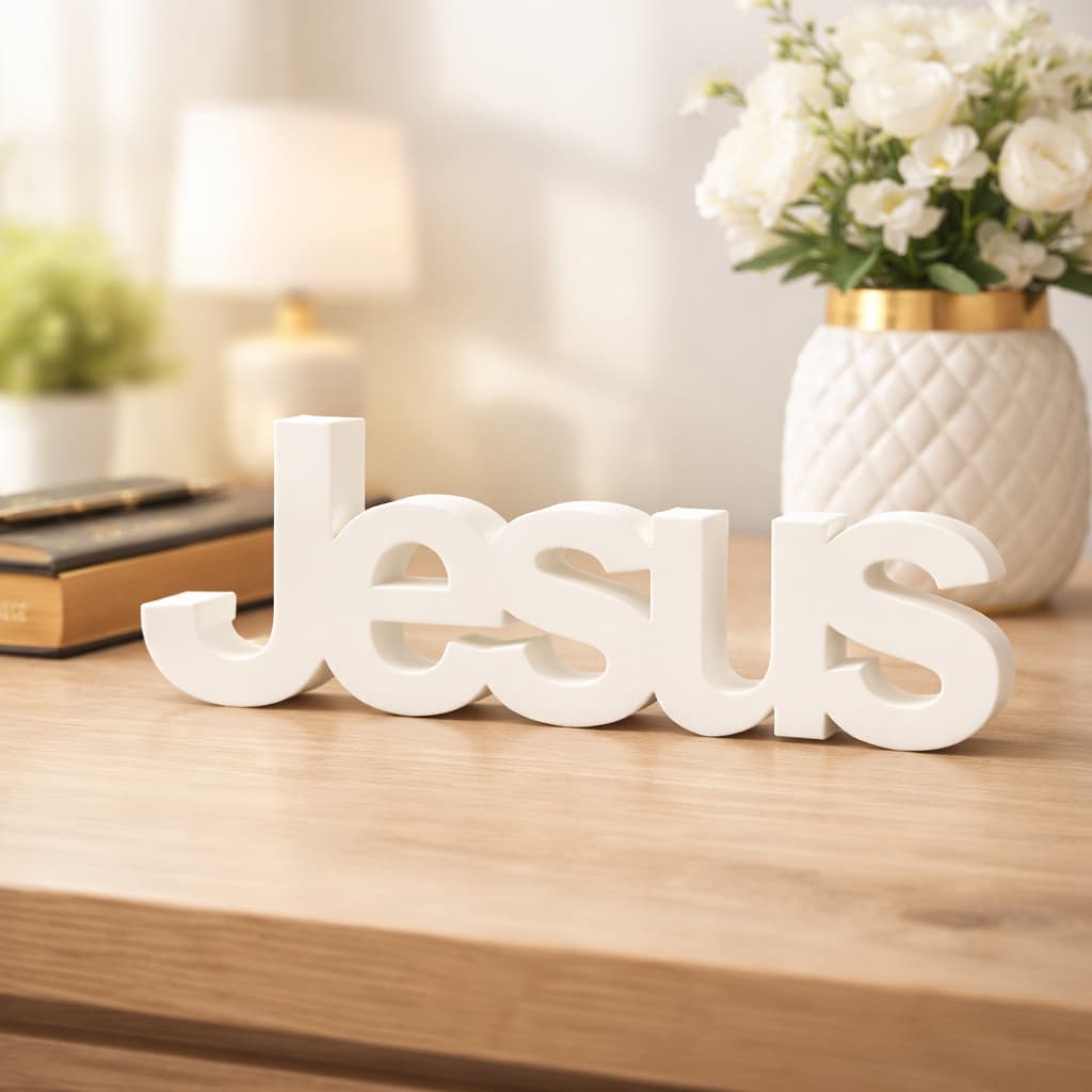 Jesus 3D Palavra Decorativa Cristã Enfeite Religioso Decoração Quarto Sala Presente