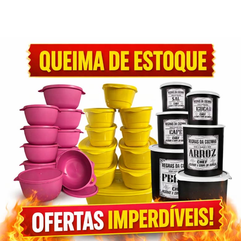 Kit de Potes com Tampa Multiuso Diversos Tamanhos Organizadores de Cozinha Queima de Estoque!