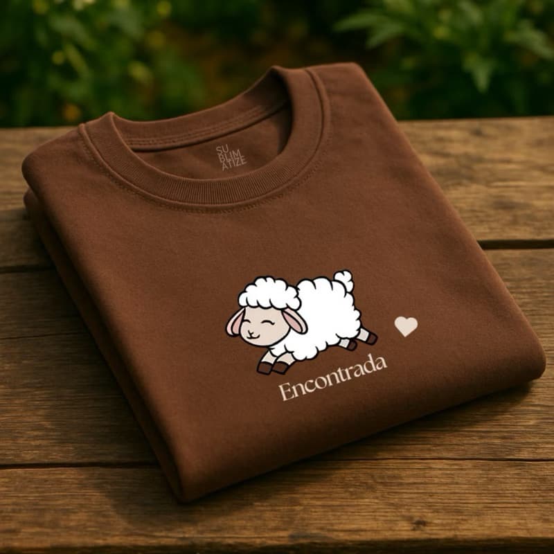 Camiseta T-shirt Algodão Feminina Moda Evangelica “Ovelha Encontrada” Lançamento