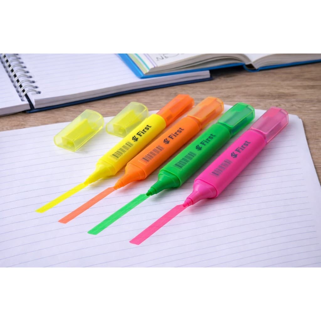 Kit Marca Texto Fluorescente 4 Cores Neon Canetas Realce Estudo Escolas Escritório