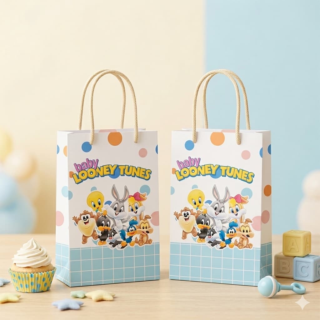 BABY LOONEY TUNES AZUL Sacolinha P Sacola Surpresa Lembrancinha para Festa