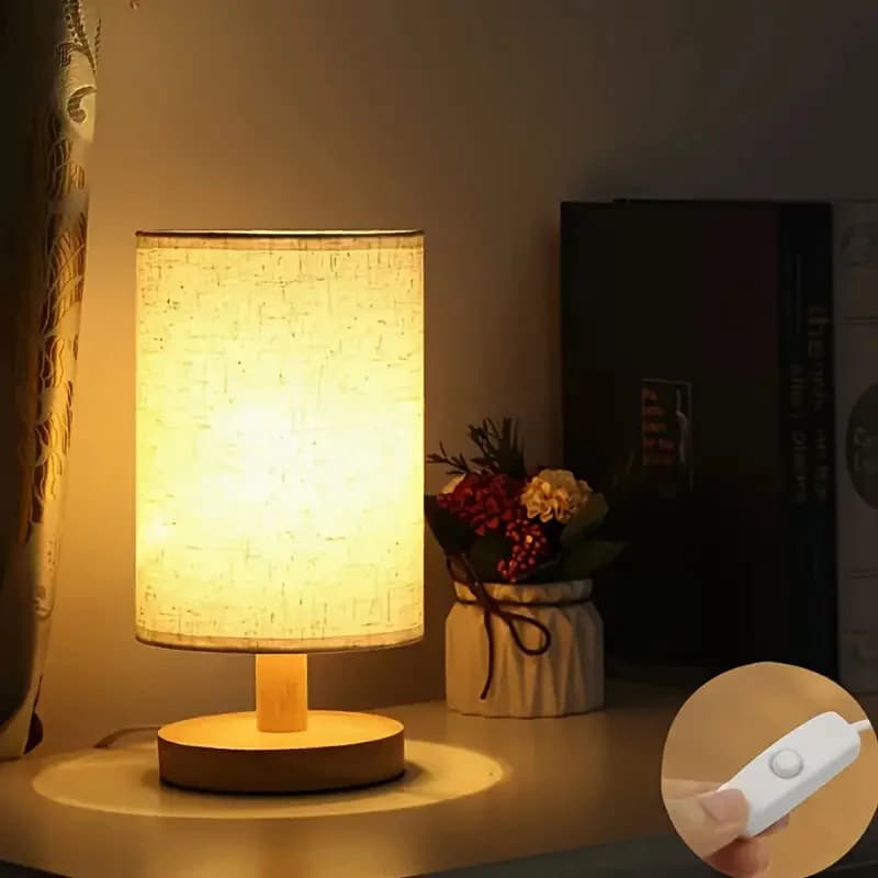 Lâmpada de Mesa Moderna de Madeira: Alimentada por USB, Luz de Noite Ideal para Iluminação do Quarto! Abajur