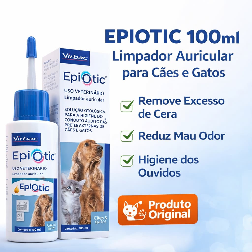 Epiotic 100ml Virbac Limpeza de Ouvido Cães e Gatos Produto Original