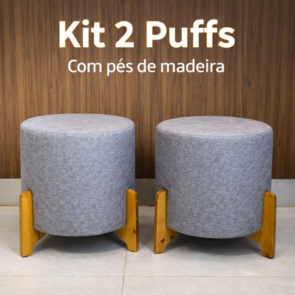 Kit Puff Puff para Penteadeira Puff Redondo Puff Sala Puff Organico Puff Banqueta Linho Quarto