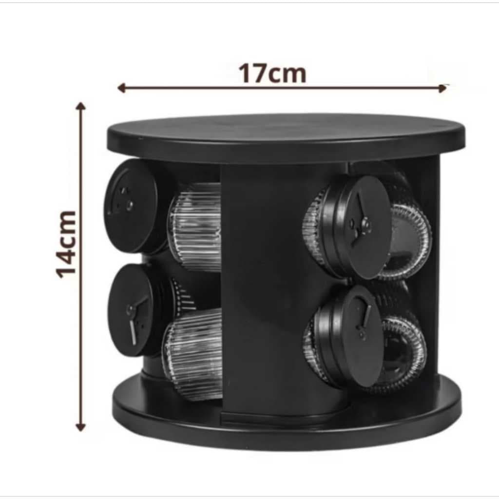 Porta Temperos Giratorio 360º com 6 Potes de Vidro - Organize com estilo