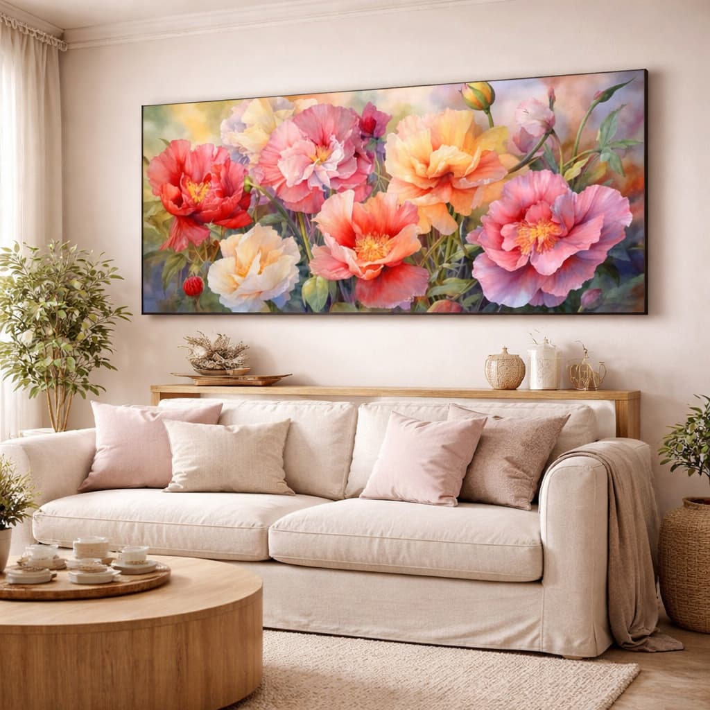 Quadro Decorativo Pintura Flores Do Jardim Belas Rosas Abstrato Minimalista Sofisticado