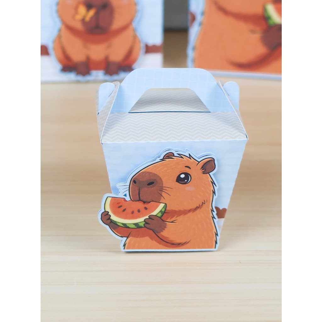 15 PEGUE E MONTE caixa sushi com alça personalizada capivara lembrancinha festa infantl aniversário decoração de mesa