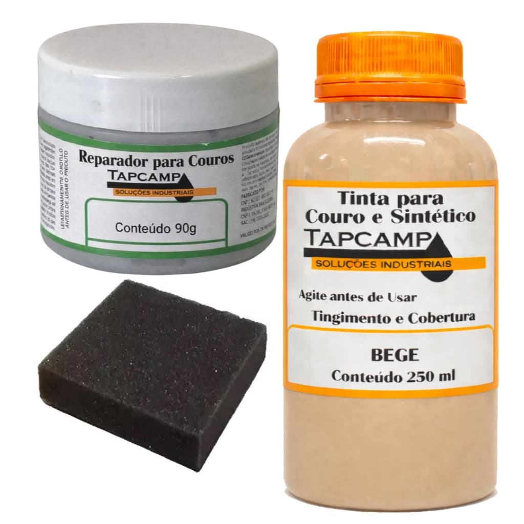 Tinta bege + Massa Reparadora Bancos Couro Painel Automotivo