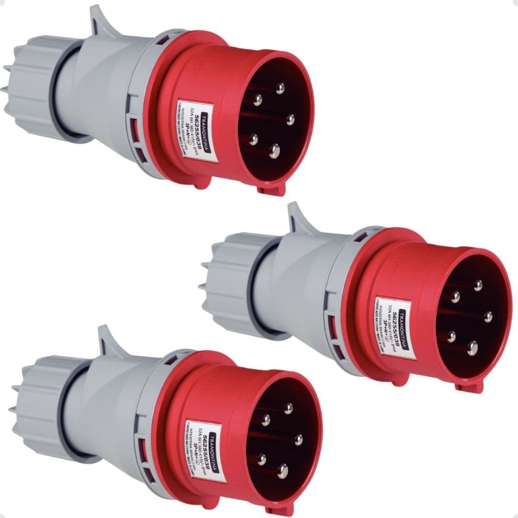 Kit 3 Plugue Industrial Móvel Vermelho 3P+N+T 32A 380-415V 6H IP44