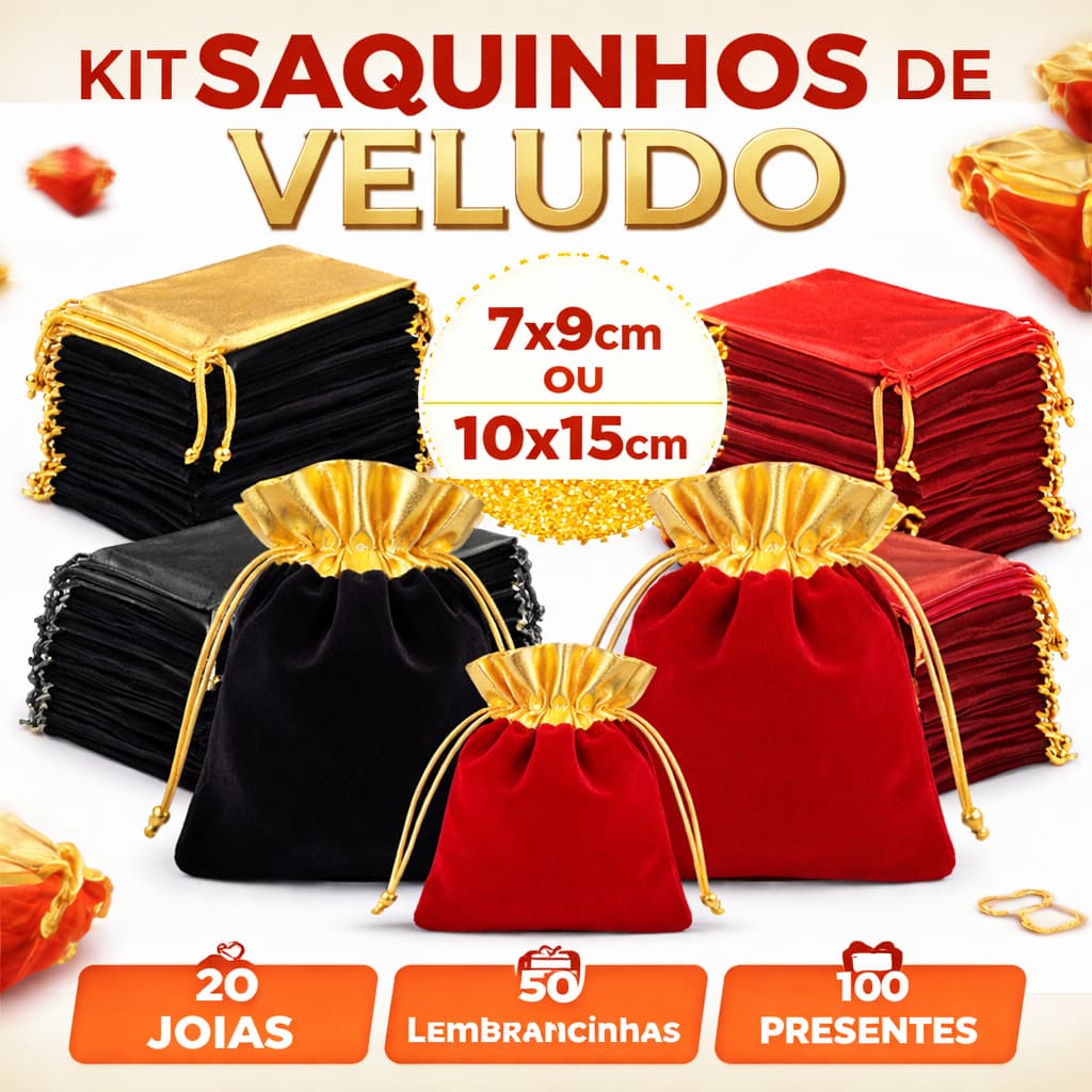 Kit 20/50/100 Saquinho De Veludo Para Joias Lembrancinhas 7x9/10x15cm Saco Embalagem Presente Natal Festa Tecido Organza