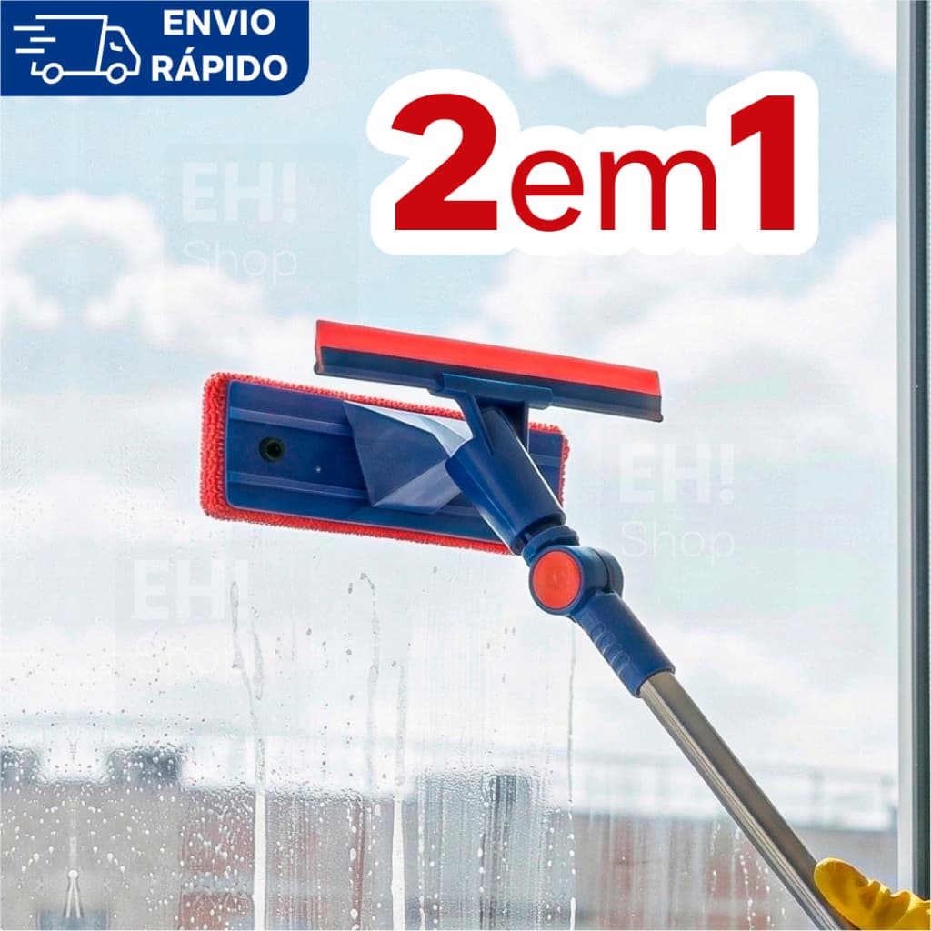 Rodo Multiuso Mágico MOP Extensível Esponja 2 Em 1 Limpa Espelho Vidro Azulejo E Janelas Carro