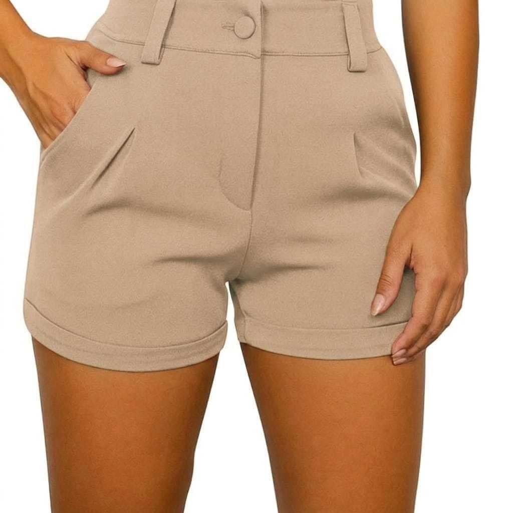 Short alfaiataria feminino cintura alta social elegante com bolso moda verão