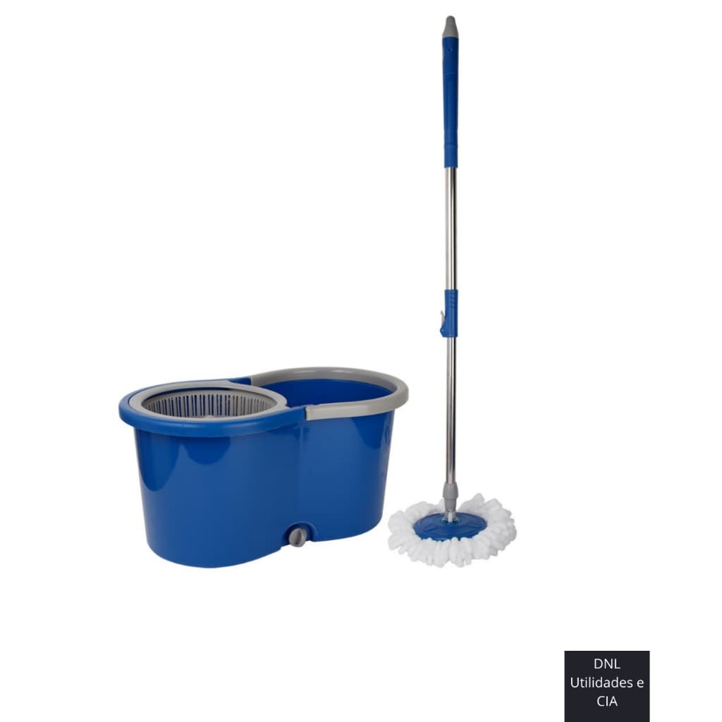 Esfregão Mop Fit Giratório 13 Litros com Cabo Inox Regulável Cesto Balde Multiuso