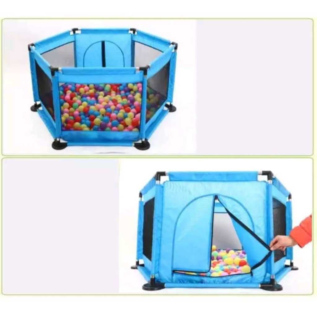 Cercadinho Portátil Chiqueirinho Infantil Para Crianças Cores Azul E Rosa Com Bolinhas
