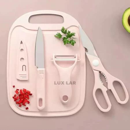 kit cozinha 3 em 1 - Faca Afiada + Descascador + Tesoura Multiuso